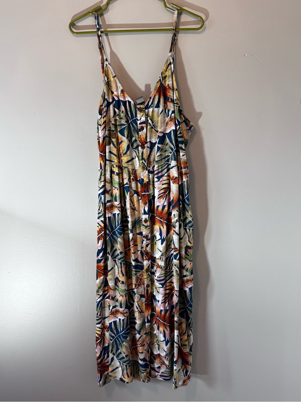 Natural Reflections Navy and Multicolor Tropical Print Maxi